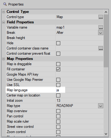 Setting the Map language to be Japanese
